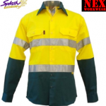 Hivis Two Tone Day & Night Cotton Drill Long Sleeve Work Shirt