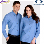 SH112 - Mens Wrinkle Free Chambray Long Sleeve Shirt