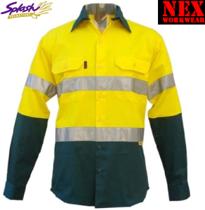 Hivis Two Tone Day & Night Cotton Drill Long Sleeve Work Shirt