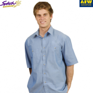 BS03S- Men’s Wrinkle free Chambray Short Sleeve Shirt