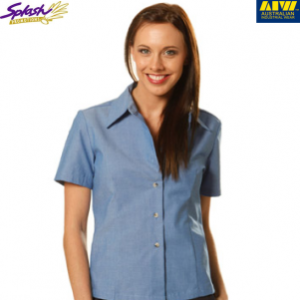 BS05- Ladies’ Wrinkle free Chambray Short Sleeve Shirt