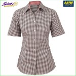 M8330S Ladies’ Gingham Check Short Sleeve Shirt